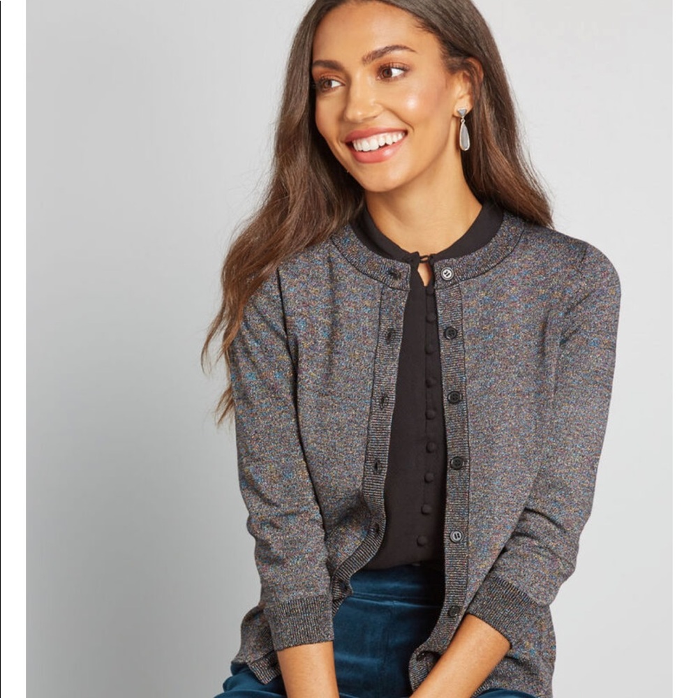 ModCloth Eye Catching Charm Metallic Cardigan
